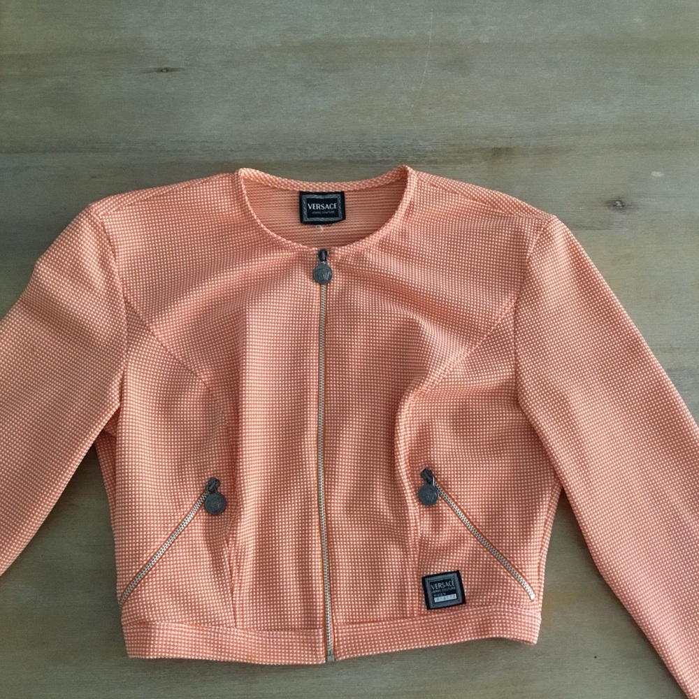 Vintage Versace Peach Textured Women's Blazer from Milano Italy